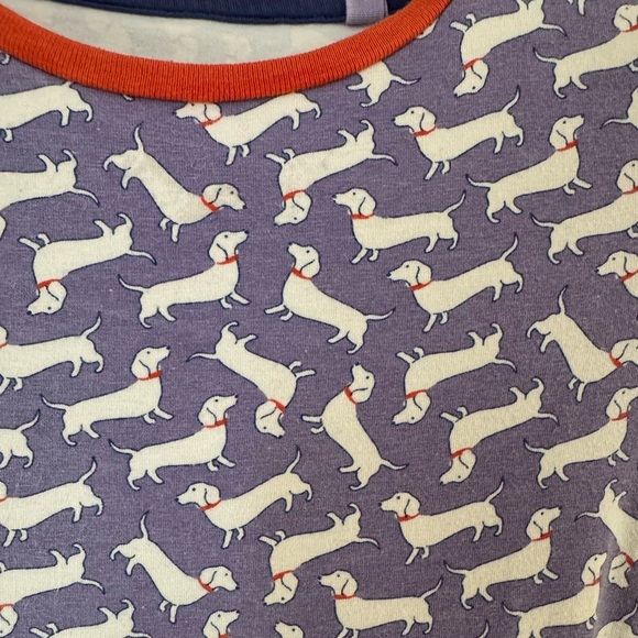 Mini Boden doggy print long sleeve jersey dress - size 7Y - Picture 2 of 4